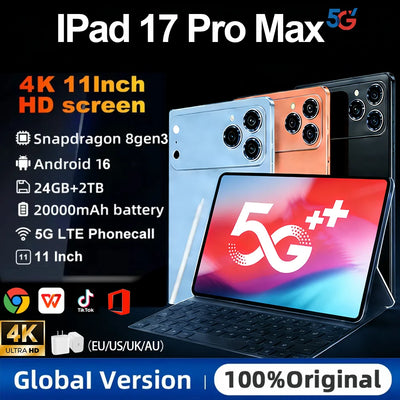 2026 Original IPad 17 Pro Max Tablet PC 11.1 Inch 24GB 2T Android16 Snapdrago 8gen3 5G Dual SIM Call WIFI 20000 BatteryTablet