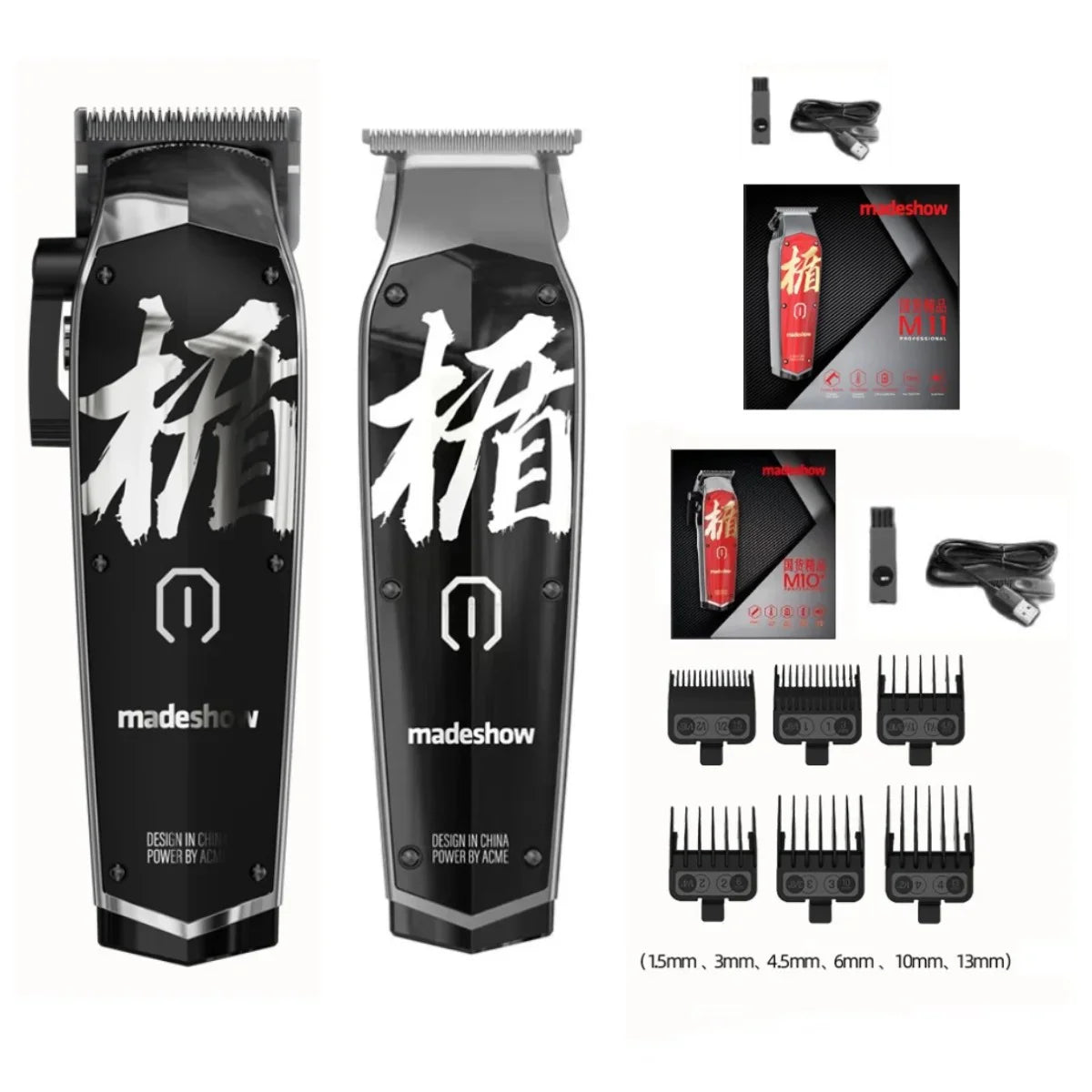 New D0 MadeShow M10M11 Professional Hair Clipper + Trimmer Set 0.1mmHair Cutting Machine Cutting T Blade High Speed High Quality