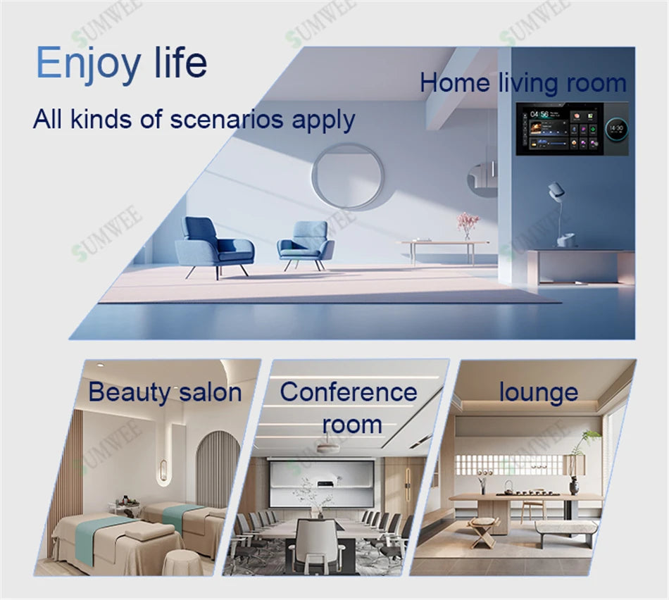 Smart Home Audio system WIFI sound in wall amplifier 8x25W power Built-in Zigbee gateway Android TUYA Device Scene control panel