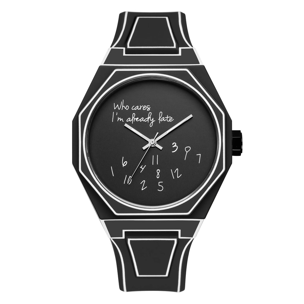 Lightweight Polycarbonate case high tech black men's watch classic simple silicone strap men's quartz watch fashion style clock