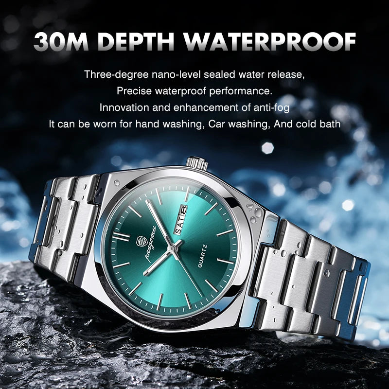 PAAZOMU Fashion Men's Quartz Watch Stainless Steel Waterproof Luminous Man Watch Chronograph Date Multifunction Watches For Men