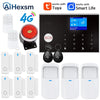 Home 4G GSM Alarm Security System 433MHz Wireless 2.4G WIFI Smart Alarm Kit Works with TUYA Smart Life APP Compatible with Alexa