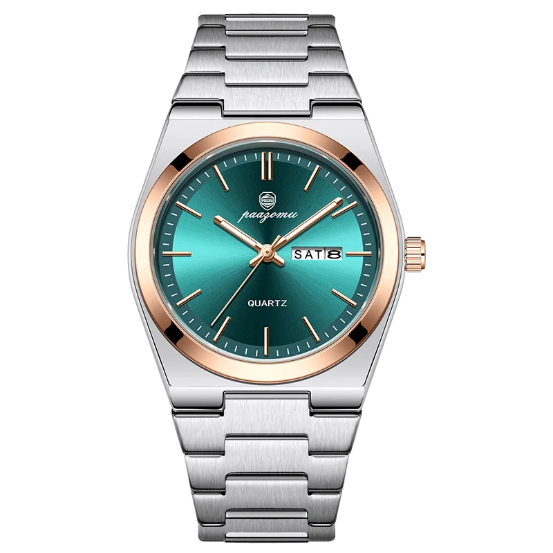 PENGAGAR Luxury Sport Quartz Man Wristwatch Waterproof Luminous Date Week Men Watches Stainless Steel Men's Watch Male Reloj+box