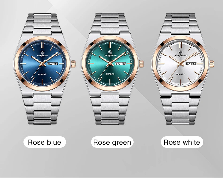 PENGAGAR Luxury Sport Quartz Man Wristwatch Waterproof Luminous Date Week Men Watches Stainless Steel Men's Watch Male Reloj+box