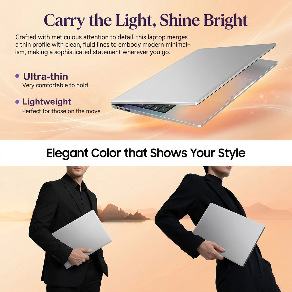 New Ultra Slim 14.1 Inch Laptop Intel 4405U 16GB RAM 2TB SSD 1920*1080 FHD Display Windows 11 Pro Office Study Computer