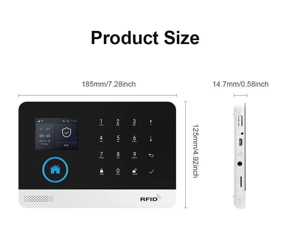 Smart Home GSM Alarm System 4G Wifi System for House Security Wireless with Door Sensor Work with Smart Life APP for Alexa