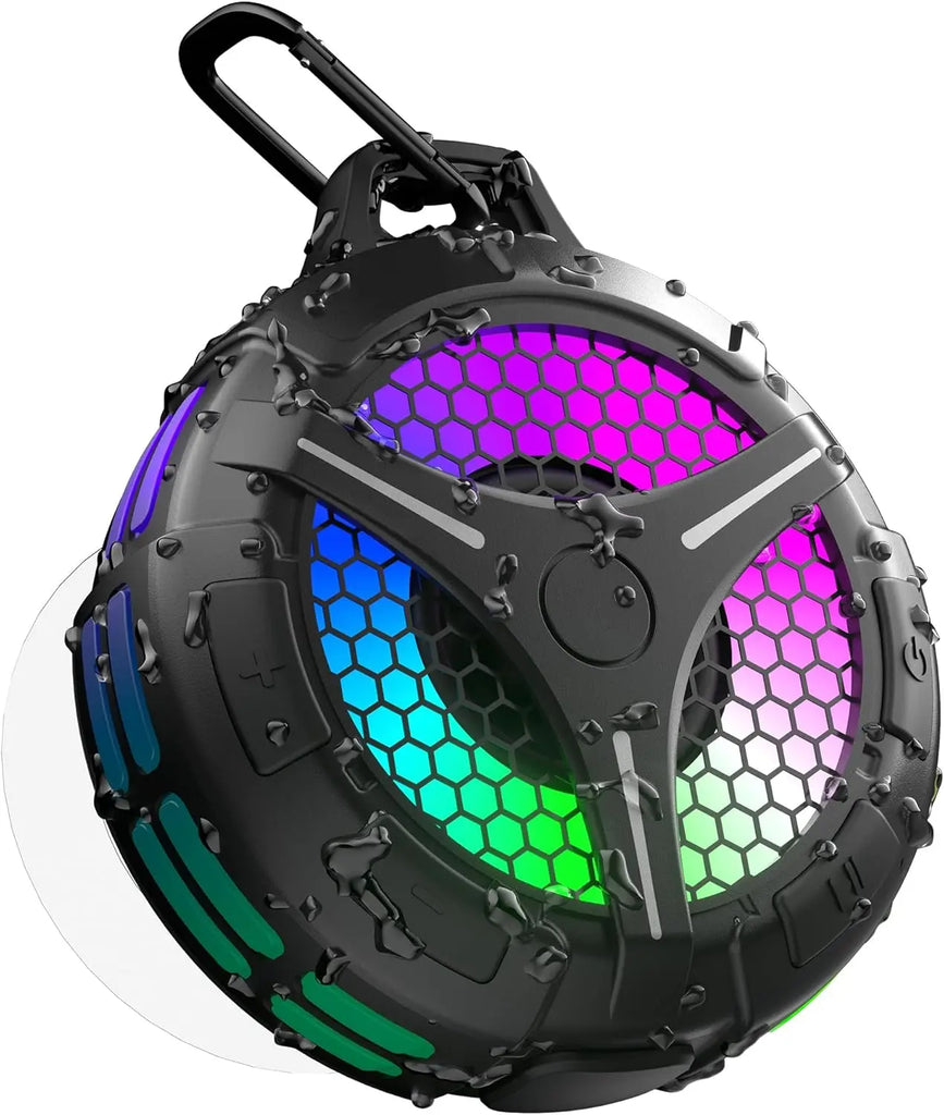 Bluetooth Shower Speaker, IP67 Waterproof Portable Speakers, Small Outdoor Speaker with LED Light, True Wireless Stereo for Home