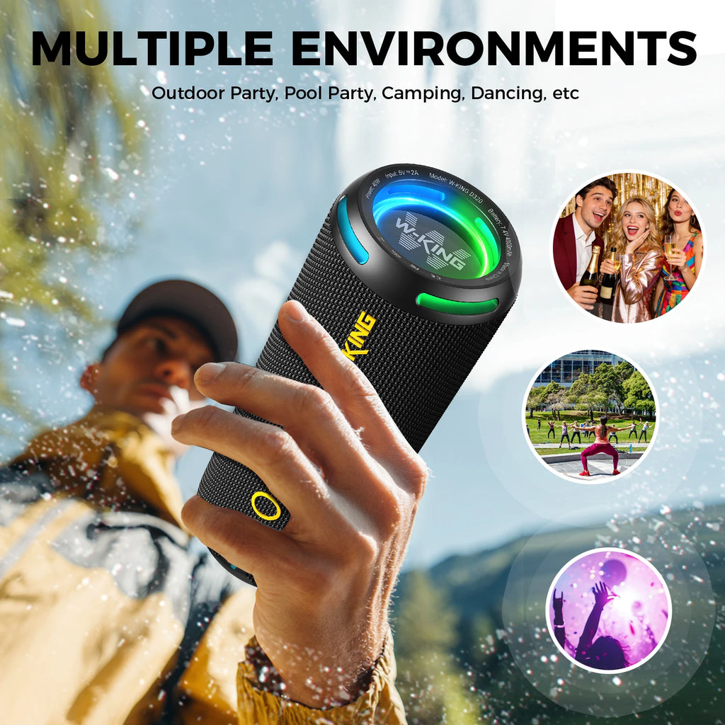 Portable Bluetooth Speaker with Stereo Sound, IPX7 Waterproof, 24-Hour Playtime, Wireless Speaker for Home, Outdoors, Travel