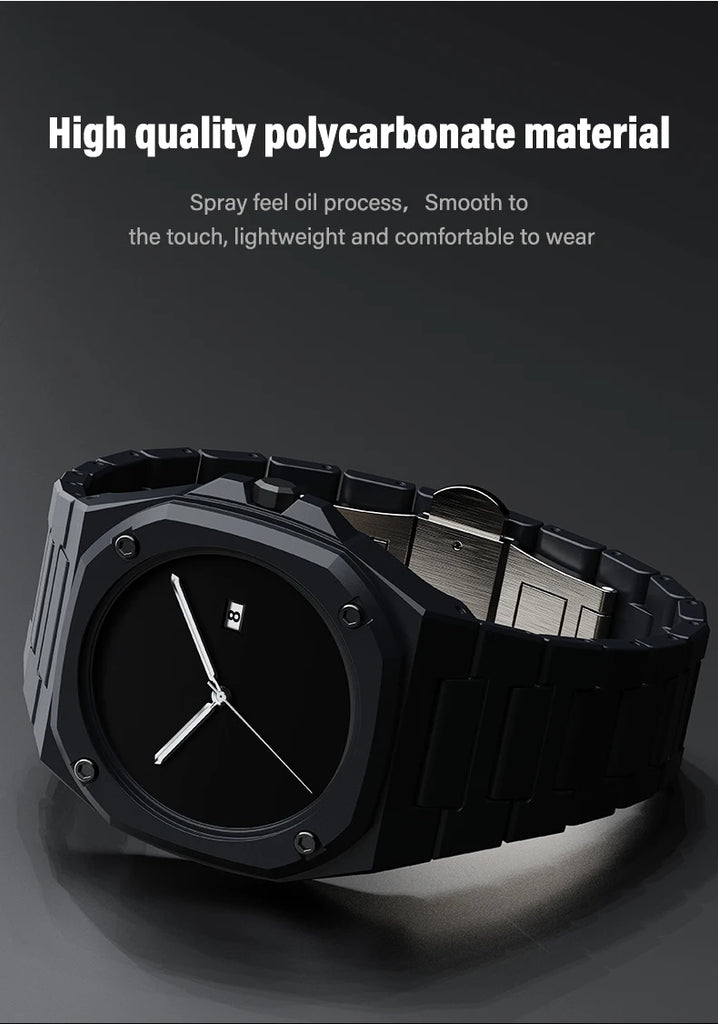 Premium Men's Black Watch with Calendar, Quartz Movement, Gift Box, Polycarbonate Plastic Case, Women's Attention