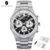 SAPPHERO Men's Watch Waterproof watch Chronograph function Date Glowing Hands Stainless Steel Watch Business  Watch For Men Gift