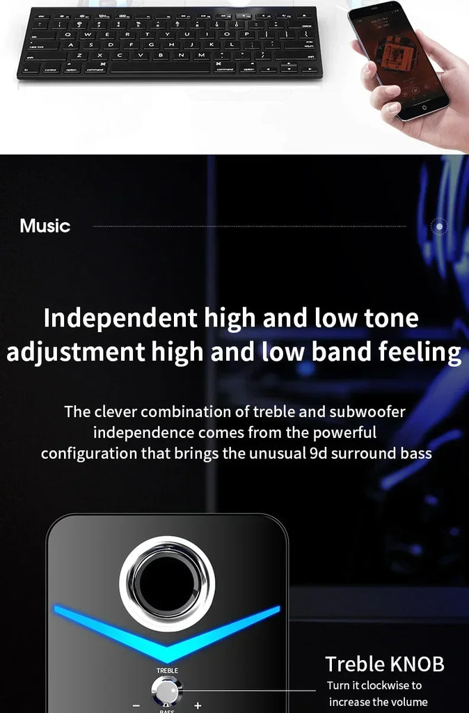 Bluetooth Speaker Home Theater Sound Bass System Mini Speakers Desktop Computer MP3 Player Audio for PC Phone Subwoofer Soundbar