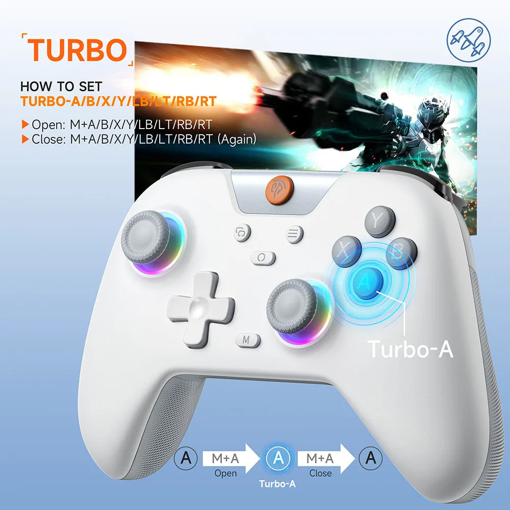 EasySMX X05 Wireless Gamepad Bluetooth Gaming Controller Compatible with PC/Phone/Switch/ Steam Gamer, RGB Light, Hall Effect