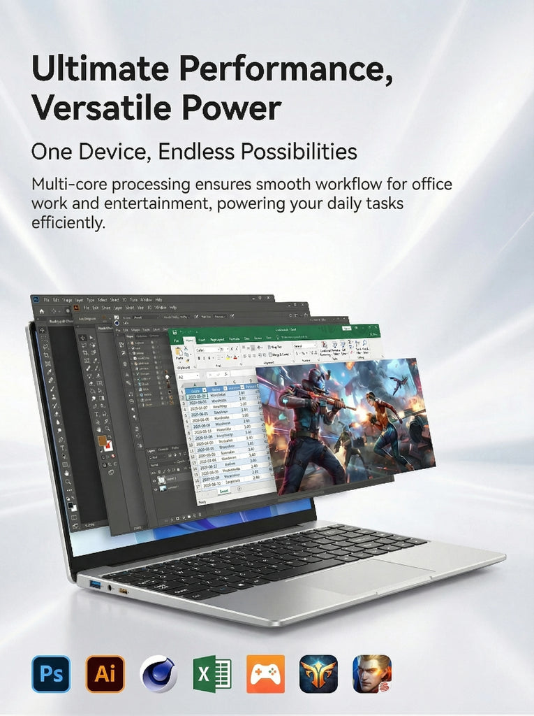 New Ultra Slim 14.1 Inch Laptop Intel Core I3-6100U 32GB RAM 2TB SSD 1920*1080 FHD Display Windows 11 Pro Office Study Computer