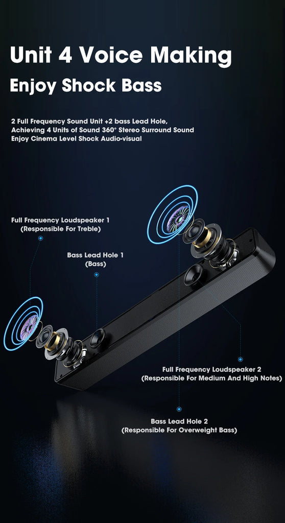 Bluetooth 4D Surround Speaker Home Theater Sound System Computer Soundbar For TV Subwoofer Wired Stereo Strong Bass