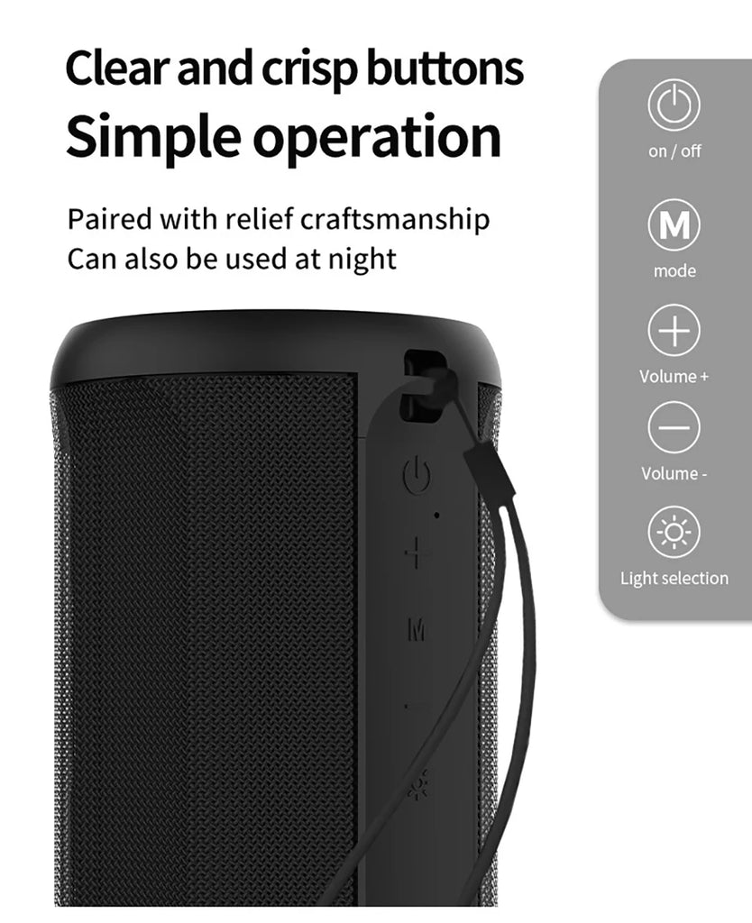Bluetooth Speaker Wireless LoudSound Subwoofer Outdoor Portable Heavy Bass Fabric Speaker TWS Stereo RGB Ambient Light Speakers