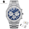 SAPPHERO Men's Watch Waterproof watch Chronograph function Date Glowing Hands Stainless Steel Watch Business  Watch For Men Gift