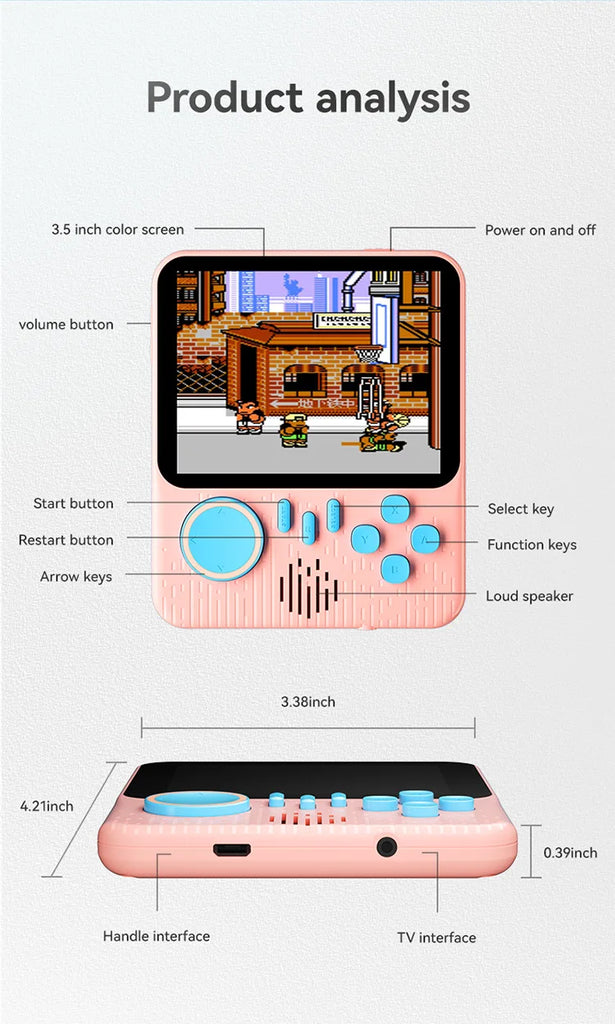 G7 Retro Handheld Game Console, 3.5-Inch LCD,  Built-In 666 Games,Portable Gaming Console, USB Charging Cable, AV Output Cable