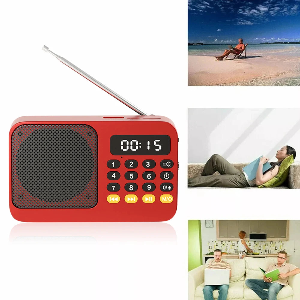 Bluetooth 5.0 Portable FM Radio Small Emergency Recargable Sound Box Mini Vintage Speaker Mp3 Player Support TF Card USB Drive