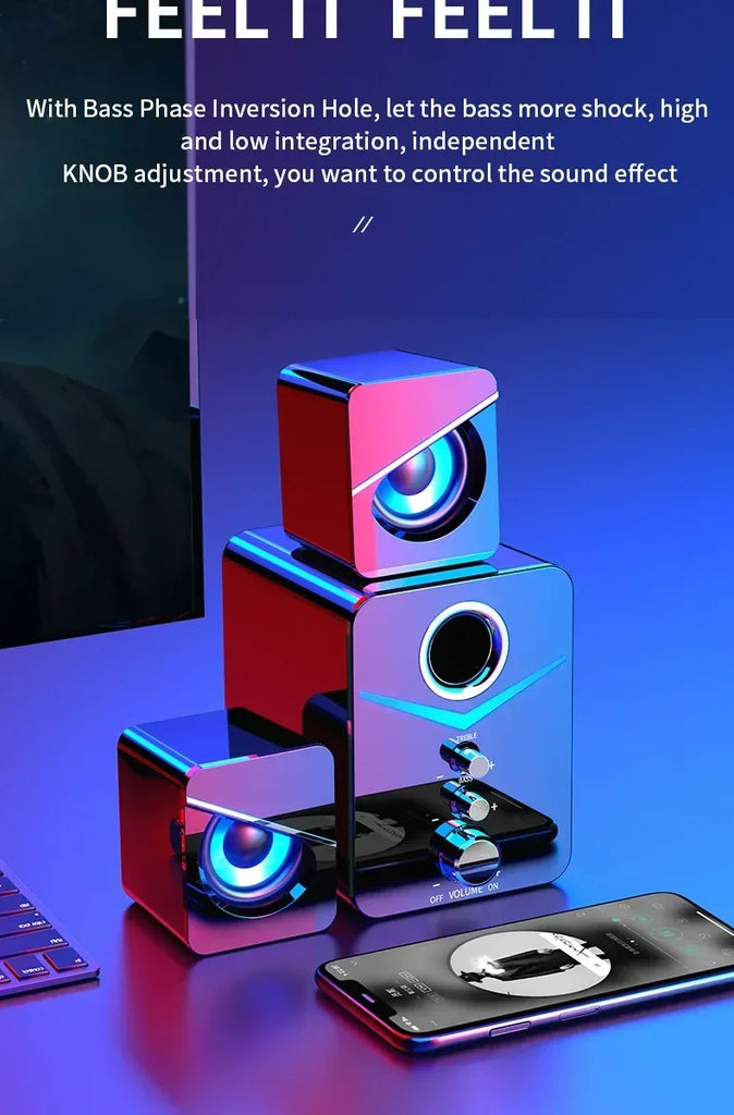 Bluetooth Speaker Home Theater Sound Bass System Mini Speakers Desktop Computer MP3 Player Audio for PC Phone Subwoofer Soundbar