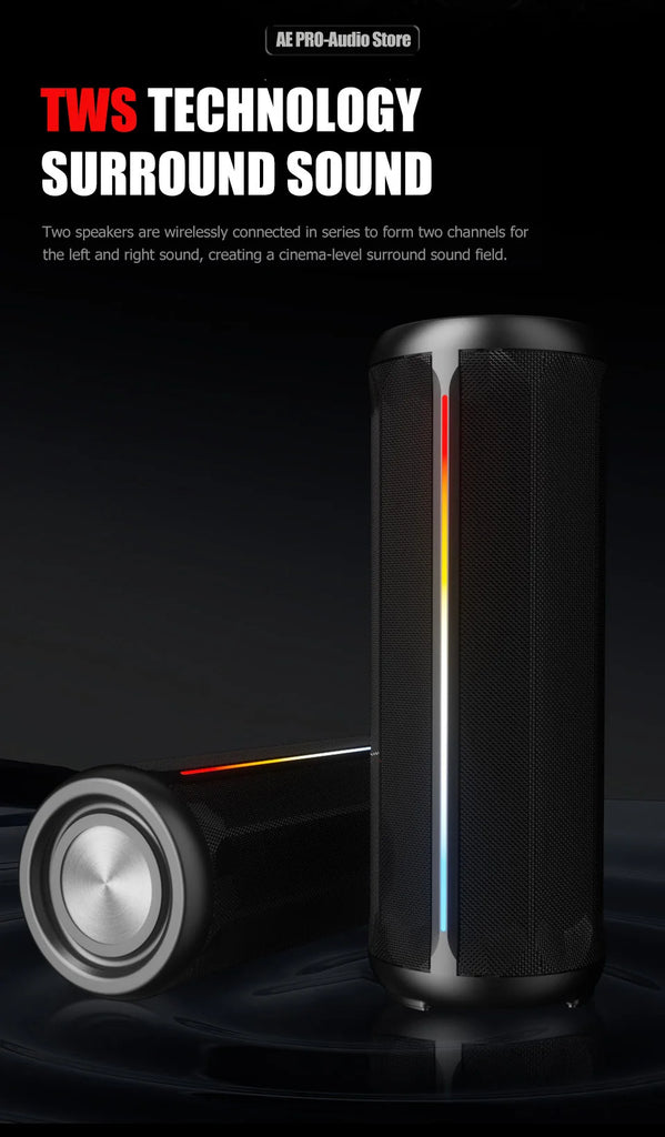 Bluetooth Speaker Wireless LoudSound Subwoofer Outdoor Portable Heavy Bass Fabric Speaker TWS Stereo RGB Ambient Light Speakers