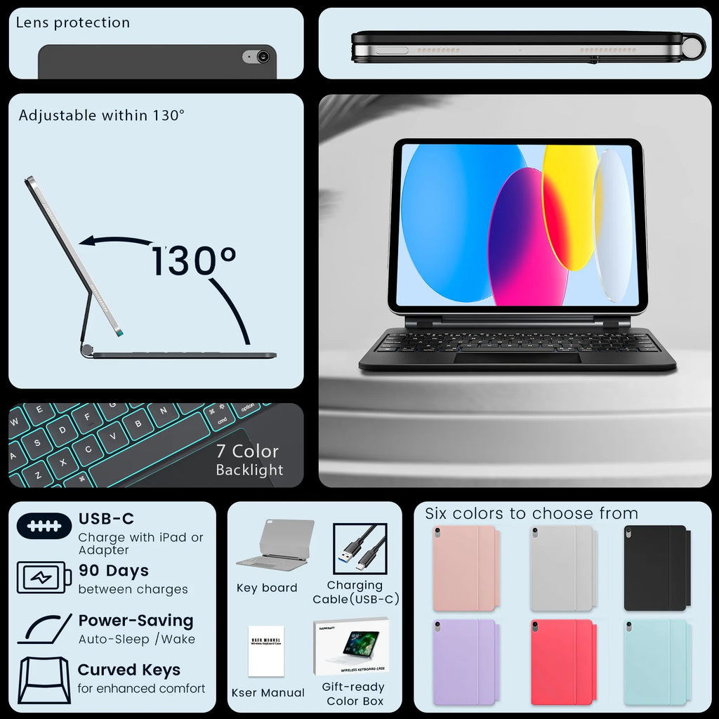 Magic Keyboard  for iPad 10th 10.9 inch Case for iPad 11th 10.9 inch A16 2025 Generation Cover Smart Cover Magic Keyboard
