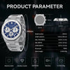 SAPPHERO Men's Watch Waterproof watch Chronograph function Date Glowing Hands Stainless Steel Watch Business  Watch For Men Gift