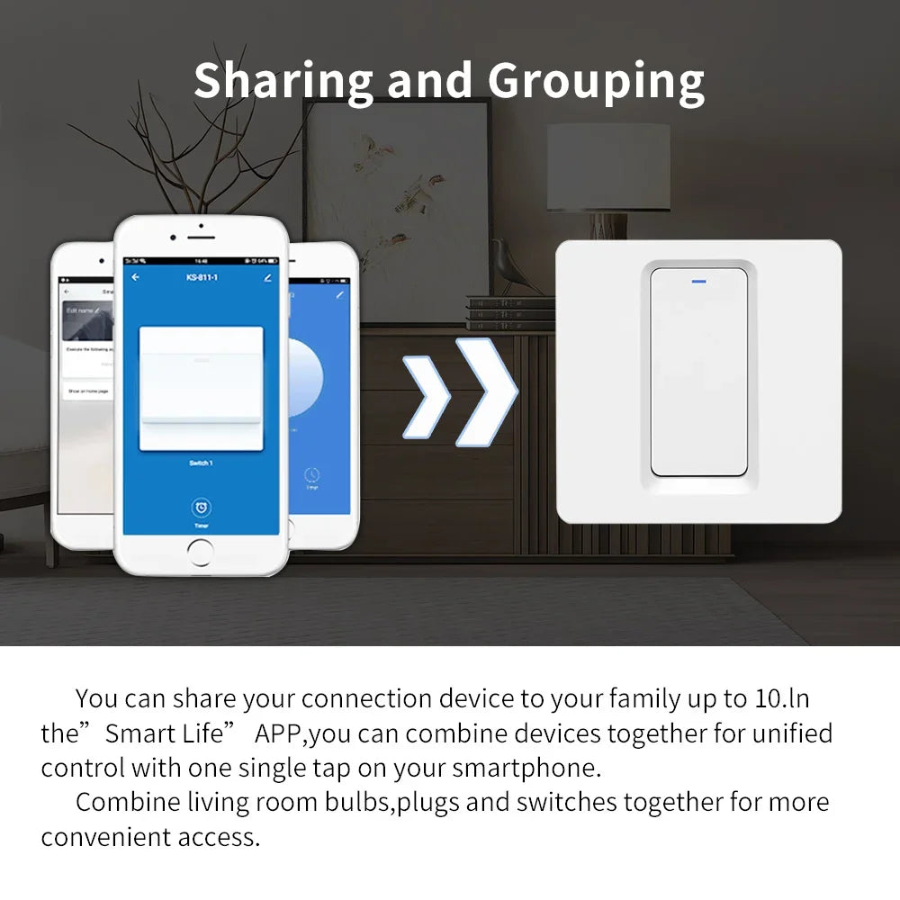 Smart Home  Homekit Smart WiFi Push Button Wall Switches 1/2/3Gang LED Room Lights for iphones Works with Siri Voice
