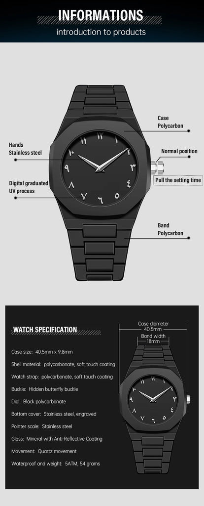 SHUAIKE  1142-4 Business Men's Watch Men's Quartz Watch Classic Fashion Round Watch Art Arabic Digital New Watch Men's Clock