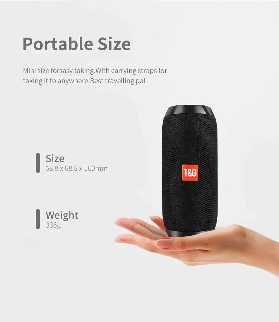 Portable Bluetooth Speaker, Wireless TWS Pairing IPX5Waterproof 1200mAh Battery TF FM Radio with Stereo Bass for Outdoor Use