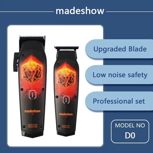 New D0 MadeShow M10M11 Professional Hair Clipper + Trimmer Set 0.1mmHair Cutting Machine Cutting T Blade High Speed High Quality