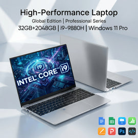 2026 New Core i9 9880H Windows 11 Pro Laptop 32GB RAM 2TB SSD for Gaming Office Studio High-Speed Notebook 5000mAh