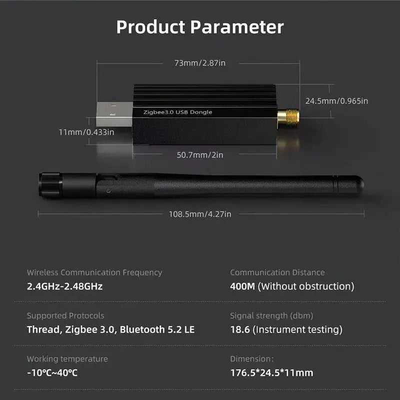 ZigBee 3.0 USB Dongle Universal Open-Source Wireless Hub With Detachable Antenna For Home Assistant Smart Home