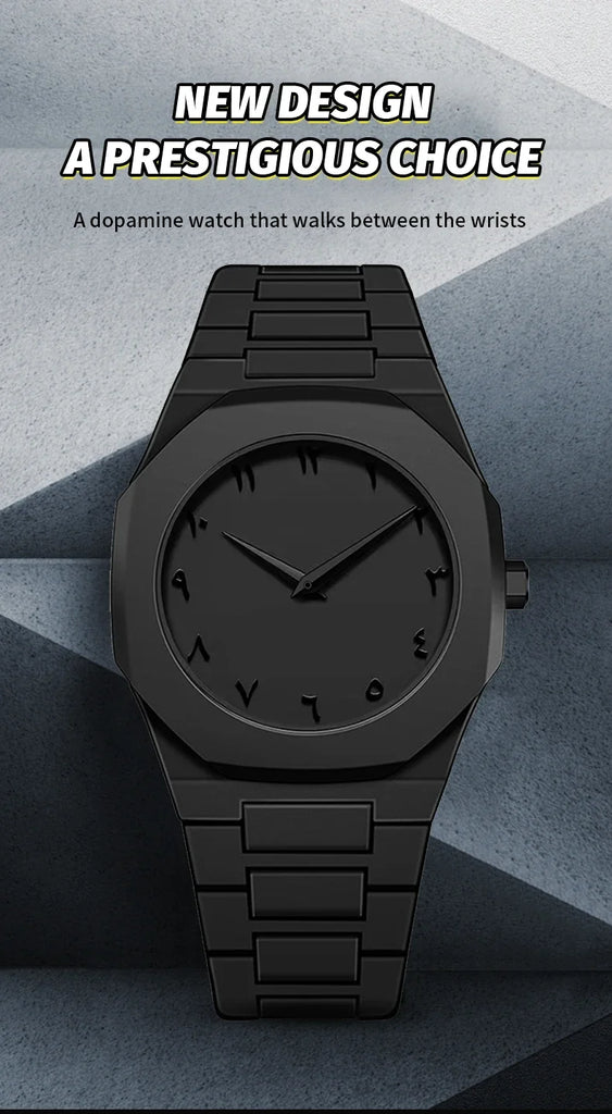 New Trend Fashion Men Watch Business Men Quartz Watch Classic Waterproof Round Watches Art Arabic Digital Dial Men's Clock