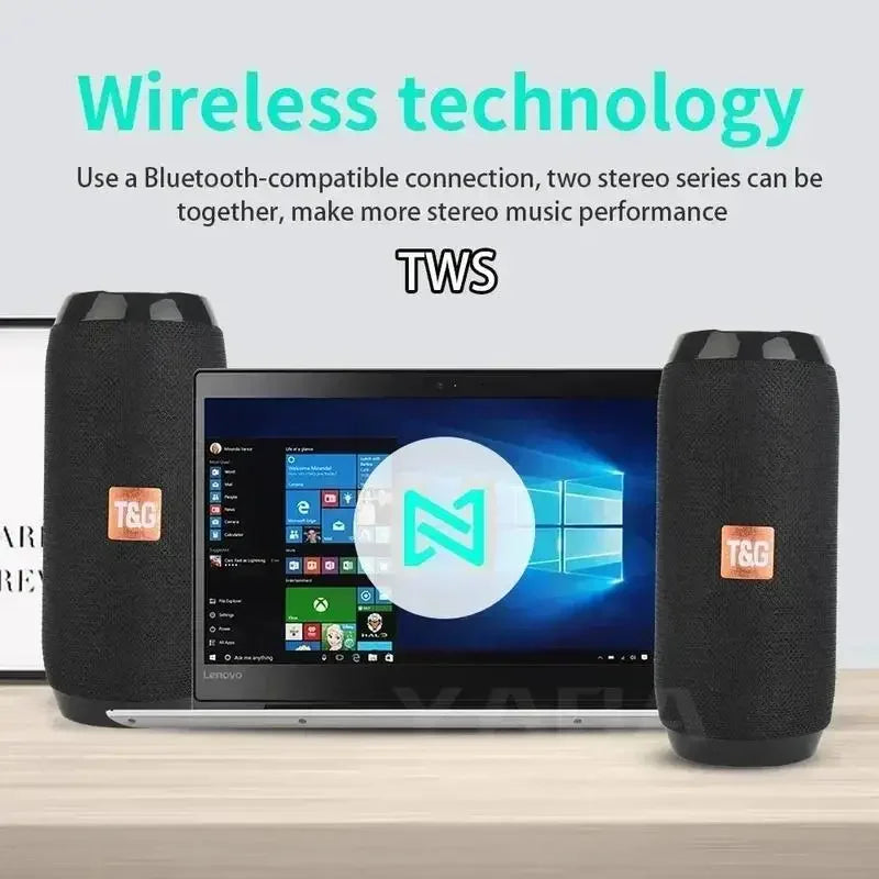Portable Bluetooth Speaker, Wireless TWS Pairing IPX5Waterproof 1200mAh Battery TF FM Radio with Stereo Bass for Outdoor Use