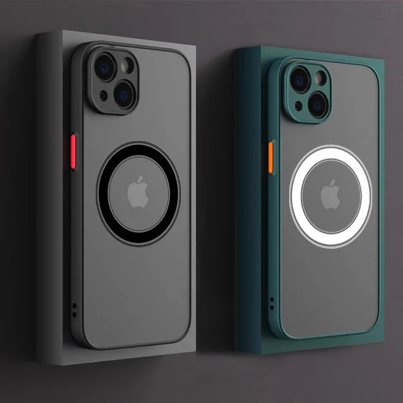 Luxury Armor Matte For Magsafe Magnetic Wireless Charging Case For iPhone 17 16 15 14 13 12 11Pro Max Mini Plus Shockproof Cover