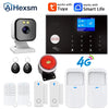 Home 4G GSM Alarm Security System 433MHz Wireless 2.4G WIFI Smart Alarm Kit Works with TUYA Smart Life APP Compatible with Alexa