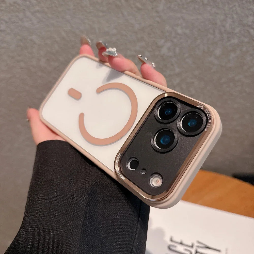 Luxury Transparent for Magsafe Case for IPhone 17 Pro Max 17Air 16 15 14 13 12 11 Pro Max Plating Camera Shockproof Cover