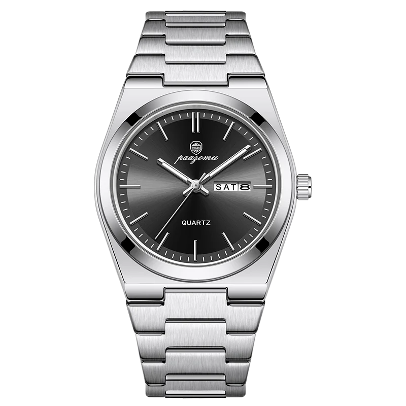 PENGAGAR Luxury Sport Quartz Man Wristwatch Waterproof Luminous Date Week Men Watches Stainless Steel Men's Watch Male Reloj+box
