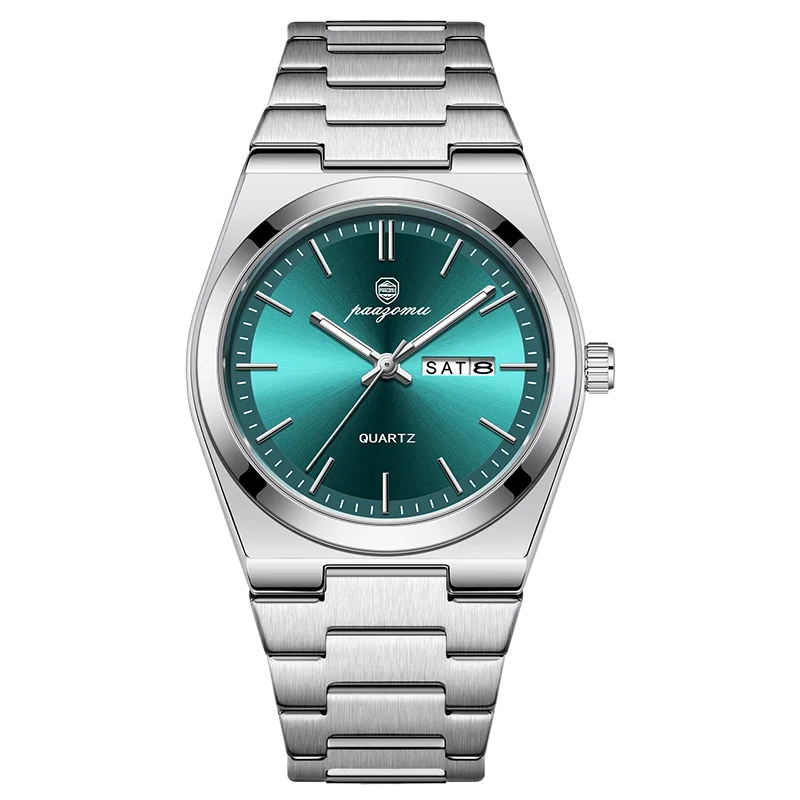PENGAGAR Luxury Sport Quartz Man Wristwatch Waterproof Luminous Date Week Men Watches Stainless Steel Men's Watch Male Reloj+box
