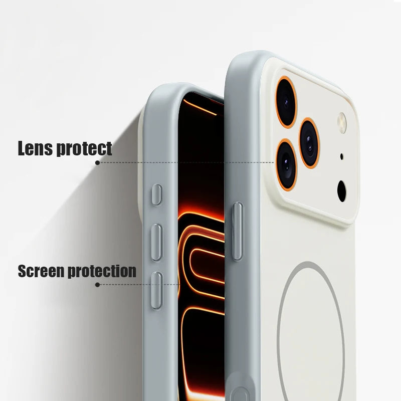 Magnetic Simple Love Print Phone Case For iPhone 17 ProMax 16 15 14 13 Pro Max For Magsafe Wireless Charge Shockproof Hard Cover