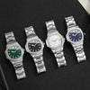 Luxury Men Business Watches Fashion Square Dial Stainless Steel Strap Quartz Watch with Calendar For Mens Clock（Without Box）