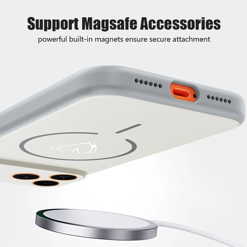 Magnetic Simple Love Print Phone Case For iPhone 17 ProMax 16 15 14 13 Pro Max For Magsafe Wireless Charge Shockproof Hard Cover