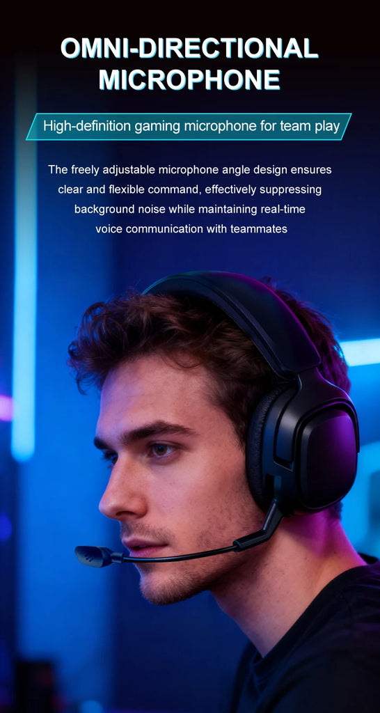 GT808 Gaming Earphones are lightweight and cool wireless stereo gaming headphones suitable for laptops and desktops