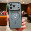 Magnetic Simple Love Print Phone Case For iPhone 17 ProMax 16 15 14 13 Pro Max For Magsafe Wireless Charge Shockproof Hard Cover