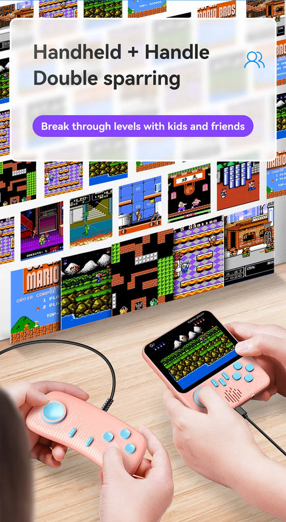 G7 Retro Handheld Game Console, 3.5-Inch LCD,  Built-In 666 Games,Portable Gaming Console, USB Charging Cable, AV Output Cable