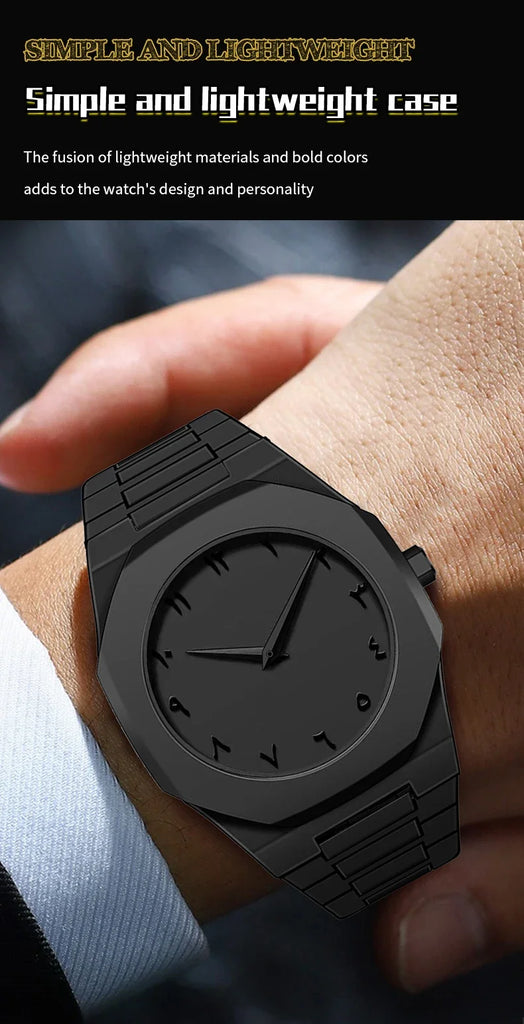 New Trend Fashion Men Watch Business Men Quartz Watch Classic Waterproof Round Watches Art Arabic Digital Dial Men's Clock