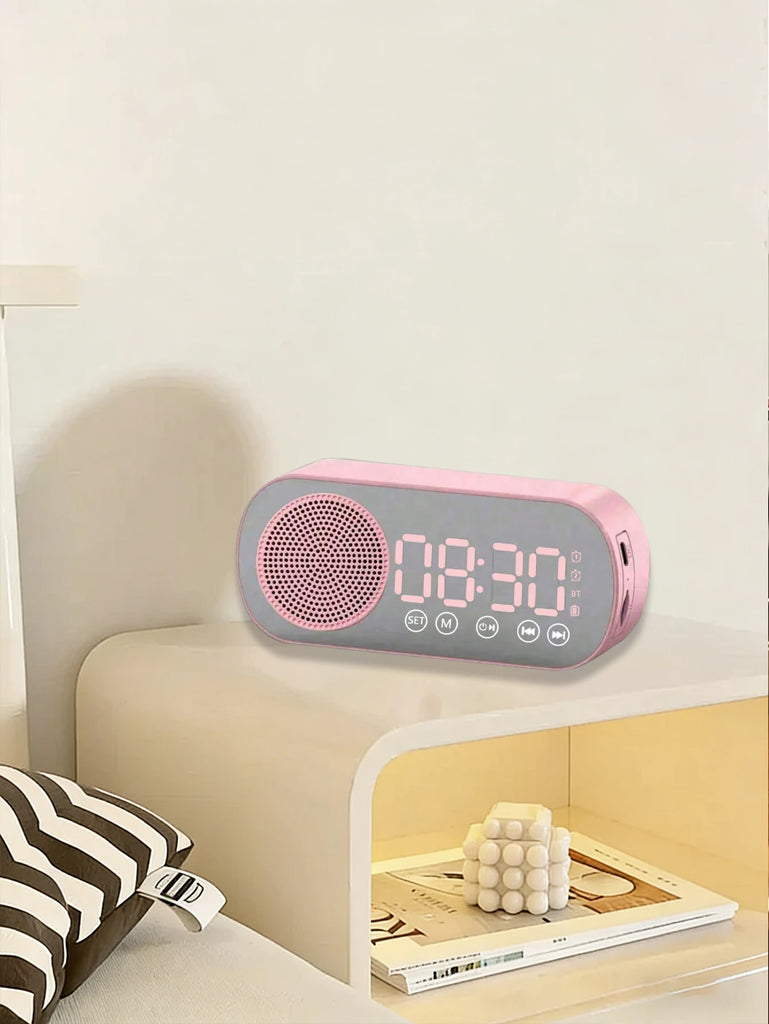 Bluetooth speaker, mirror-faced clock alarm clock smart speaker, bass-heavy FM card insertable small speaker