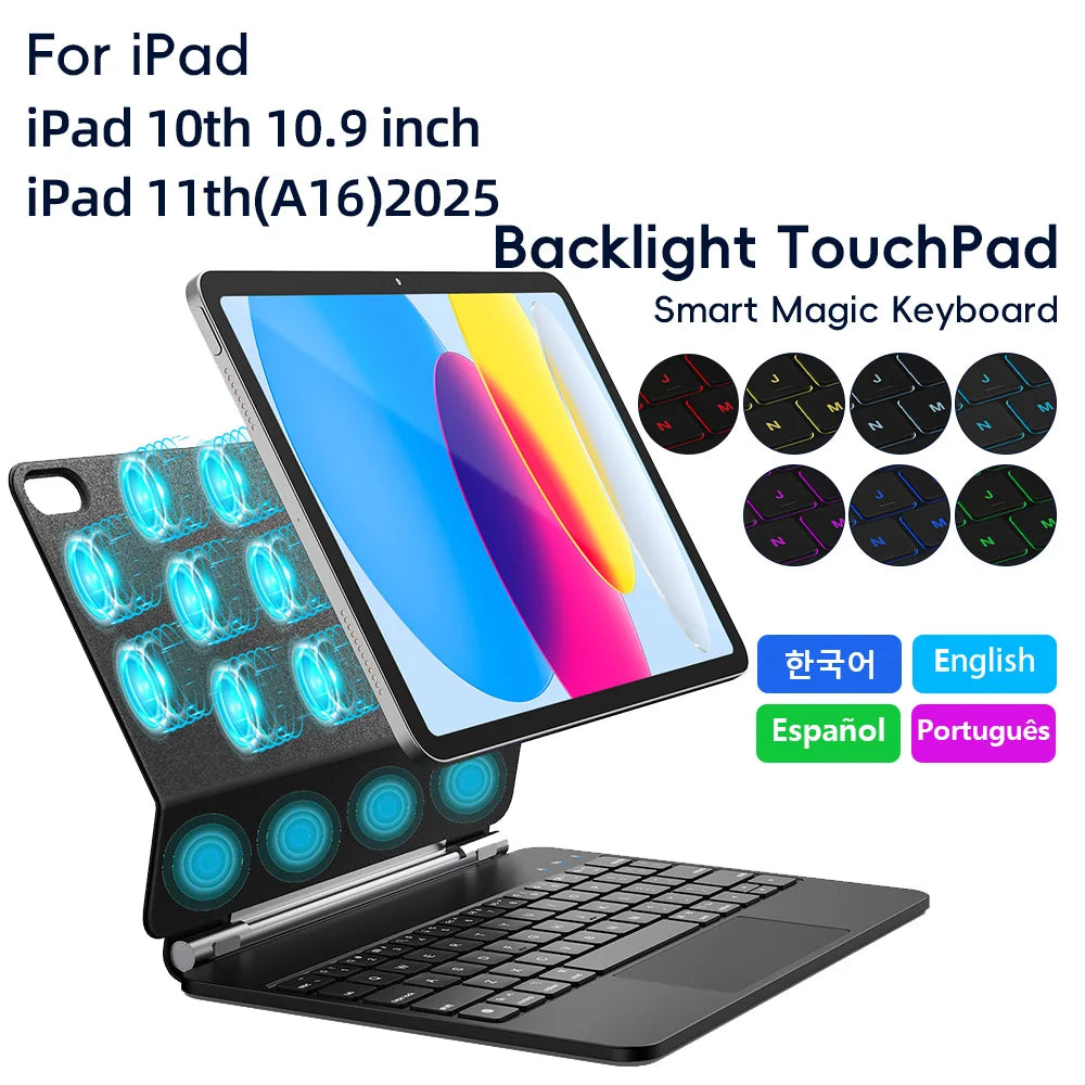 Magic Keyboard  for iPad 10th 10.9 inch Case for iPad 11th 10.9 inch A16 2025 Generation Cover Smart Cover Magic Keyboard