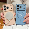 Magnetic Simple Love Print Phone Case For iPhone 17 ProMax 16 15 14 13 Pro Max For Magsafe Wireless Charge Shockproof Hard Cover