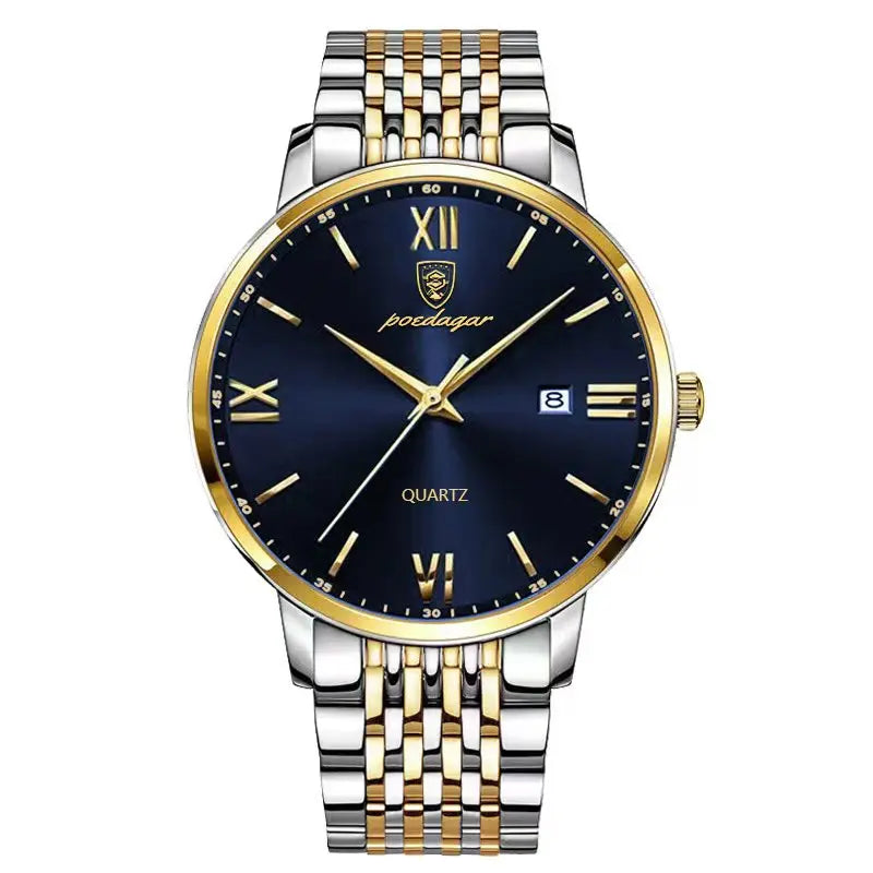POEDAGAR Luxury Sports Men's Wristwatch Stainless Steel Waterproof Date Man Watch High Quality Casual Fashion Quartz Men Watches